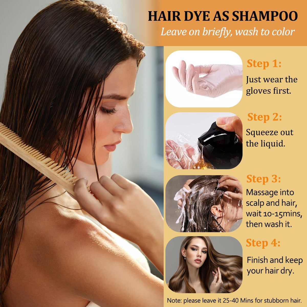 Light Goldenrod Fedulili Instant Dark Red Wine Hair Dye Shampoo for Gray Hair, Natural Hair Color Shampoo for Women Men, 100% Coverage for Salon Home Use, 17.5 Fl Oz (Dark Red Wine)