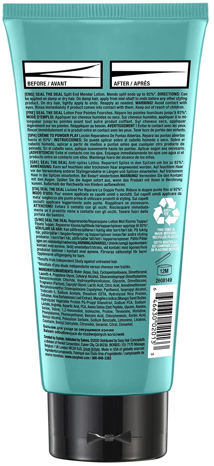 White Smoke SexyHair Healthy Seal the Deal Split End Mender Lotion, 3.4 Oz, Mends Split Ends, All Hair Types