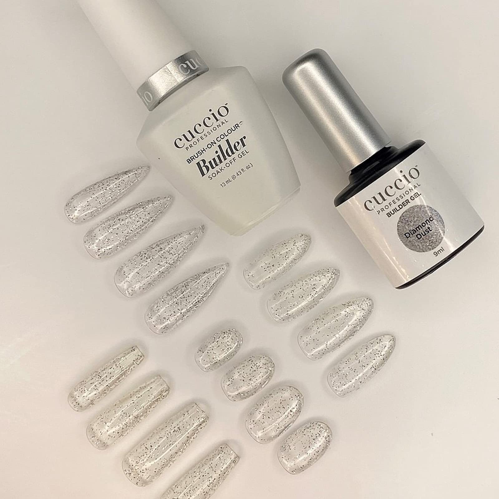Gray Cuccio Pro Brush-On Colour Builder Soak Off Gel - LED and UV Self-Leveling Lightweight Formula - Camouflages Re-Growth and Corrects Uneven Nail Beds - Base Coat - Diamond Dust - 0.43 oz