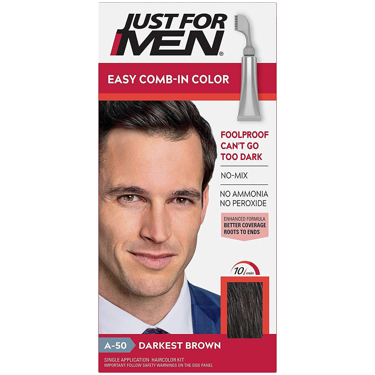 Lavender Just For Men Auto Stop Hair Color - Darkest Brown A-50 Just For Men Hair Color Men 1 Application (Pack of 3)