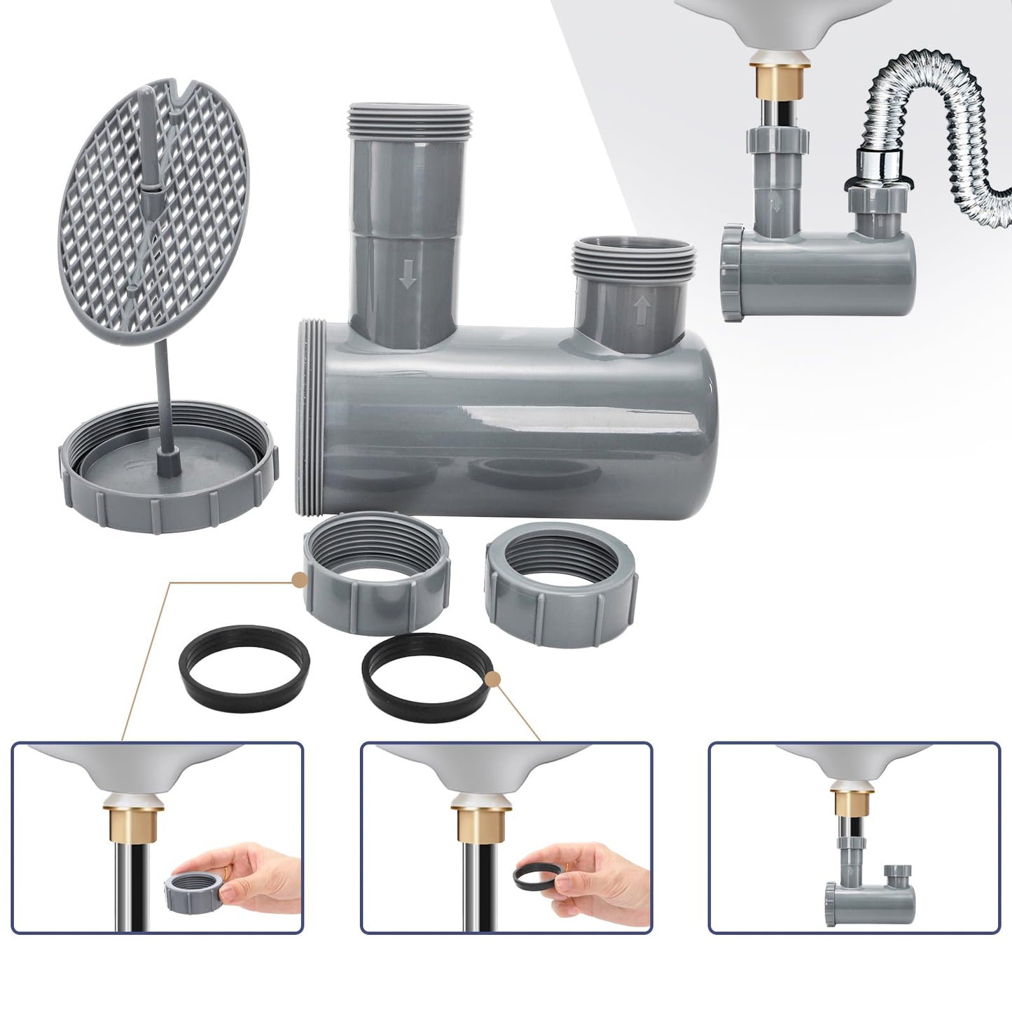 White Smoke WUWEOT 2 Pack Universal Shampoo Bowl Sink Hair-P Trap, Professional Salon Hair Trap for Backwash Shampoo Bowl Sink with Filter Stem, Keep Drain Clean and Easy to Install