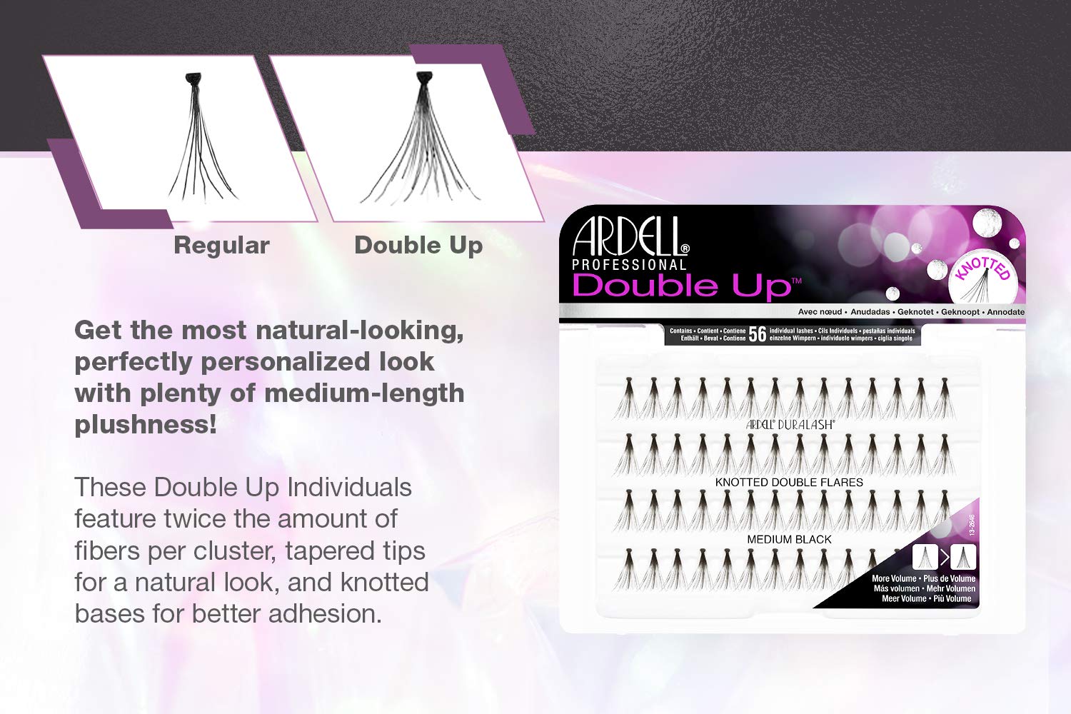 White Smoke Ardell False Eyelashes Double Up Individuals Knotted Medium Black 4 Pack