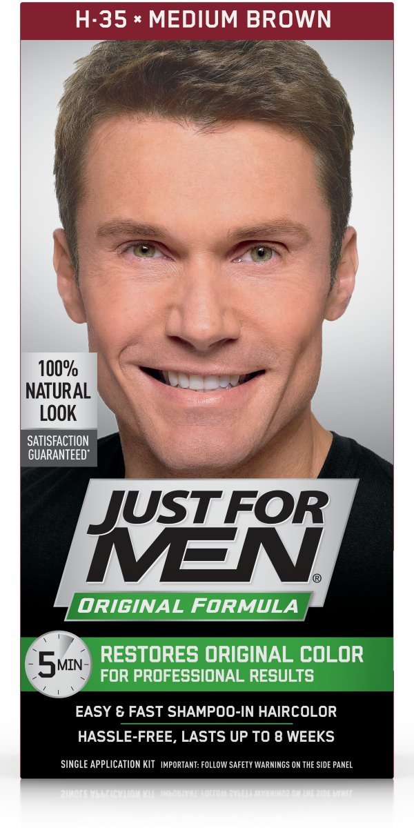 Black JUSTcomb FOR MEN Hair Color Medium Brown 35, 1 ea