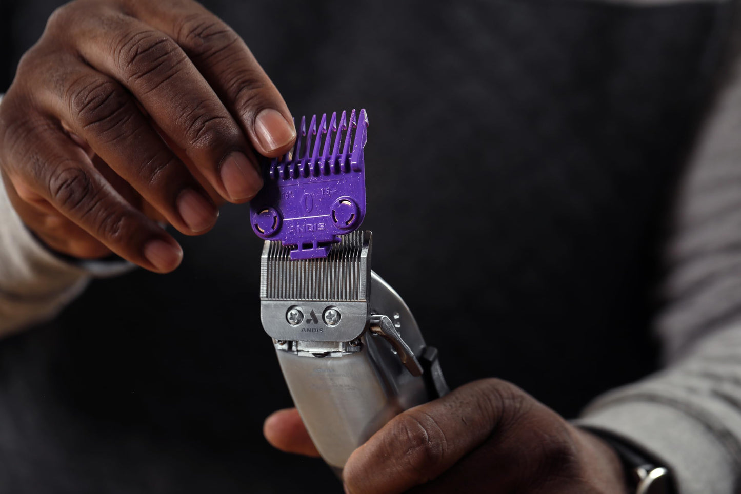 Black Andis 561002 OG Master Dual Magnet Attachment Clipper Guard Set, 2-Pack, Purple