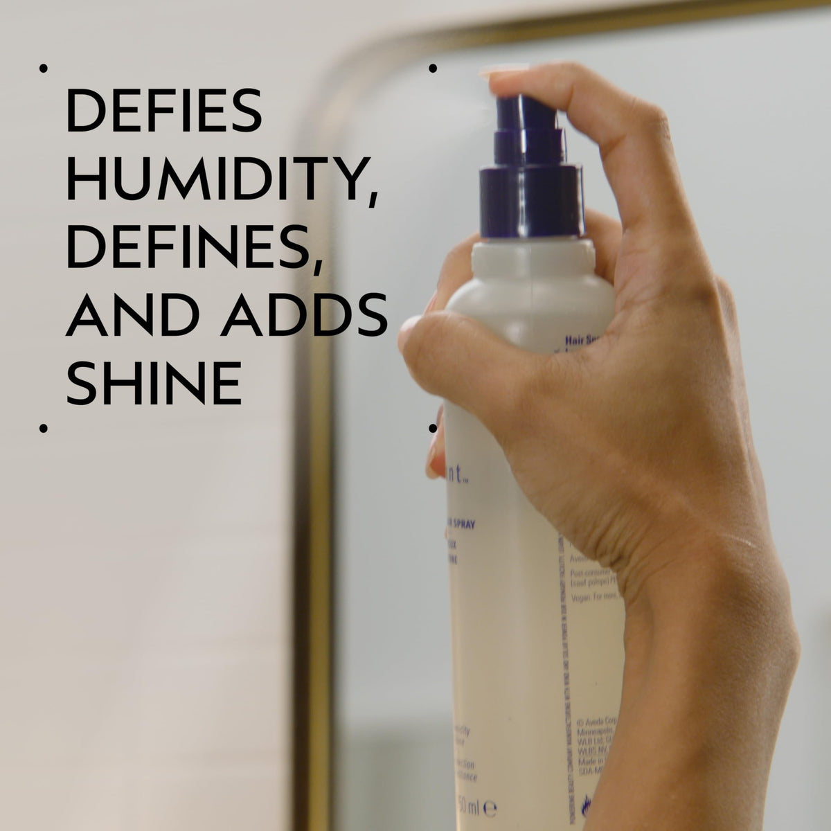 Gray AVEDA Brilliant Medium Hold Hair Spray | Non-Aerosol Spray | Anti-Humidity | Adds Shine | for All Hair Types | Jasmine, Rose, Clove Aroma | 8.5 Fl Oz