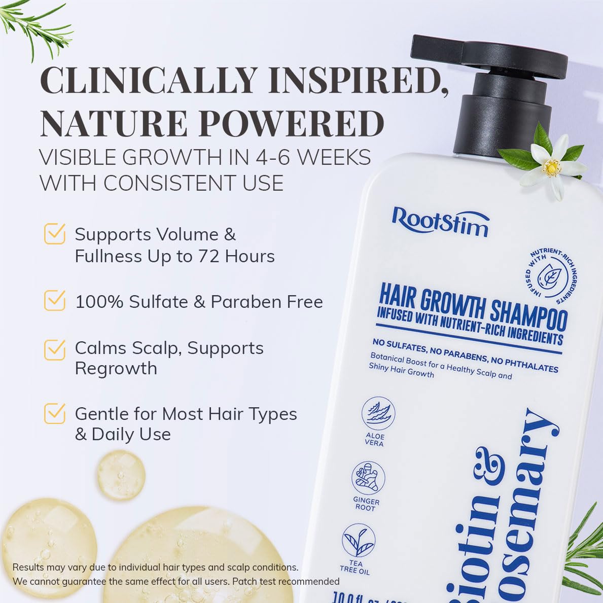 Lavender Biotin & Rosemary Shampoo for Hair Growth: Hair Loss Shampoo for Thinning Hair Infused with Natural Nutrient Rich Ingredients for Hair thickening Sulfate Free 10 fl oz
