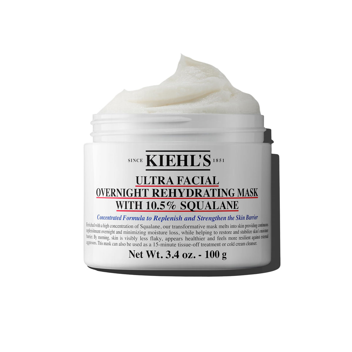 White Smoke Kiehl's - Ultra Facial Overnight Cream Face Mask with 10.5% Squalane