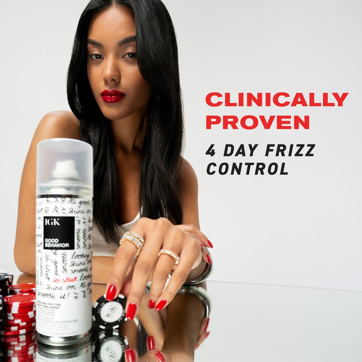 Lavender IGK GOOD BEHAVIOR Spirulina Protein Smoothing Spray | Frizz Control + Heat Protectant | Vegan + Cruelty Free | 5.6 Oz