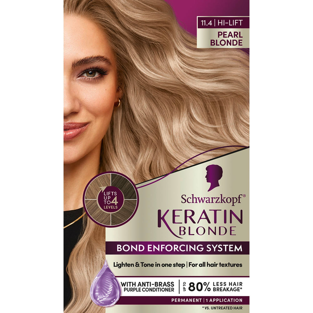 Rosy Brown Schwarzkopf® Keratin Blonde 11.4 High Lift Pearl Blonde Permanent Hair Dye