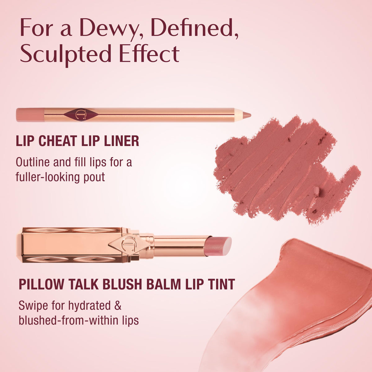 Misty Rose Charlotte Tilbury Pillow Talk Blush Balm Lip Tint - Buildable Sheer Tint