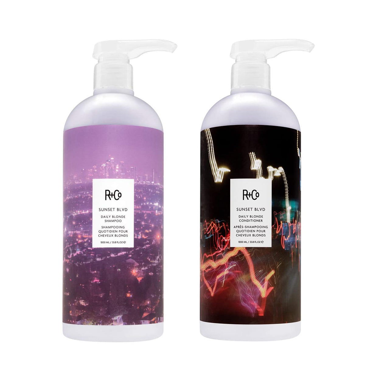 White Smoke R+Co Sunset Blvd Daily Blonde Shampoo + Conditioner Liter Duo, 33.8 oz