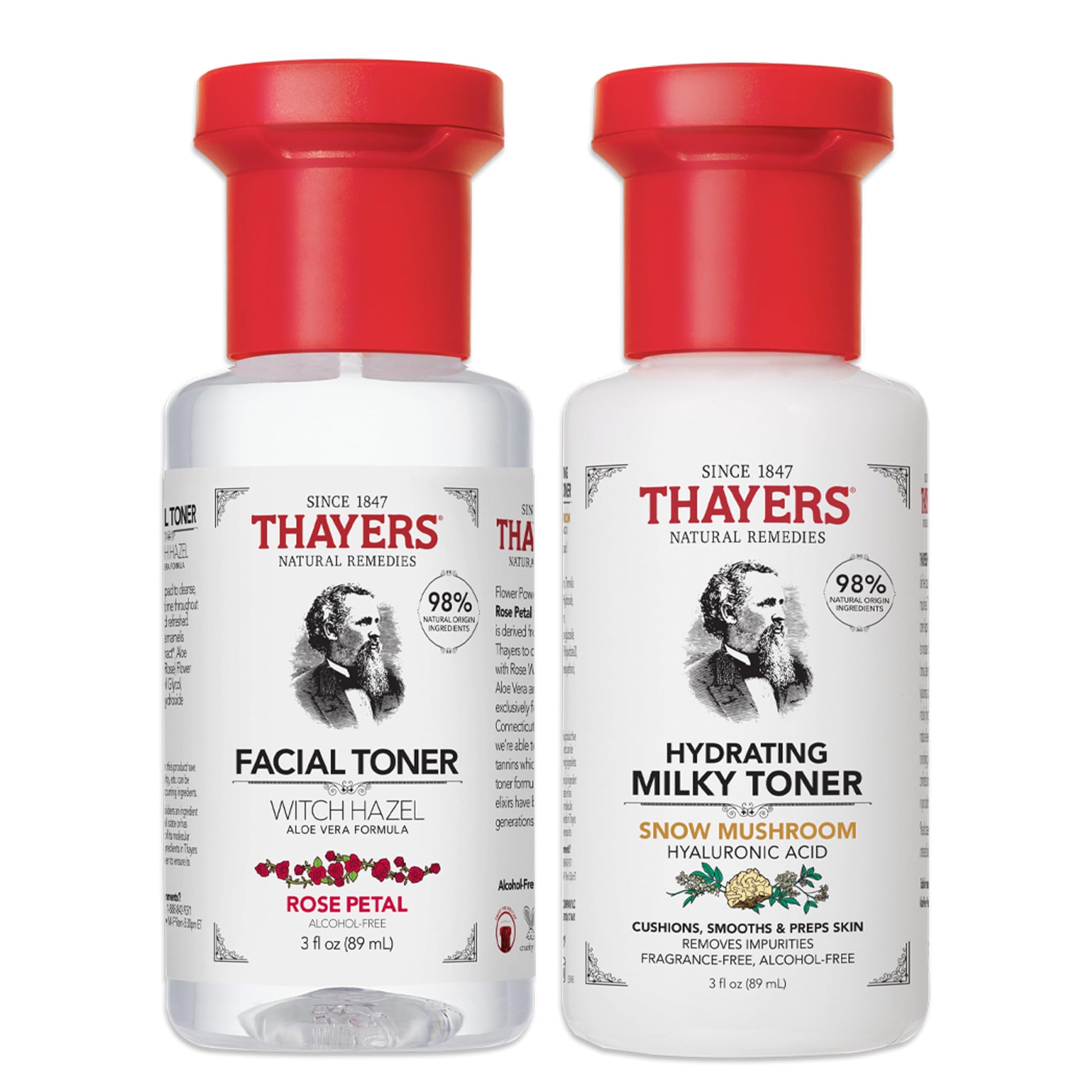 Lavender Thayers Purify & Hydrate Skin Care Set, Includes Rose Petal Facial Toner to Reduce Pores and Hydrating Milky Toner for 48H Hydration, 1 Skin Care Kit