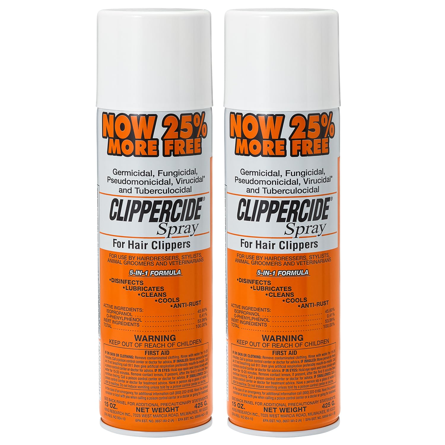 Lavender Clippercide Disinfectant Spray 15 Ounce Size (354ml) (2 Pack)