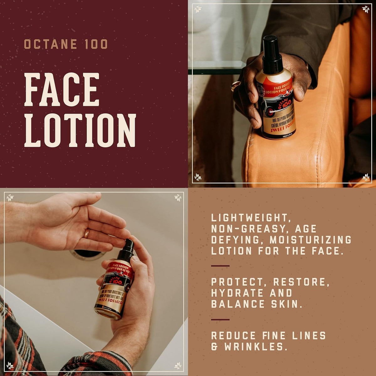 Sienna 18.21 Man Made Original Sweet Tobacco Scent 3-in-1 Body Wash and Octane 100 Face Lotion 2-Pack Bundle, All Hair & Skin Types for Men, Strengthens and Moisturizes in a Manly Aroma