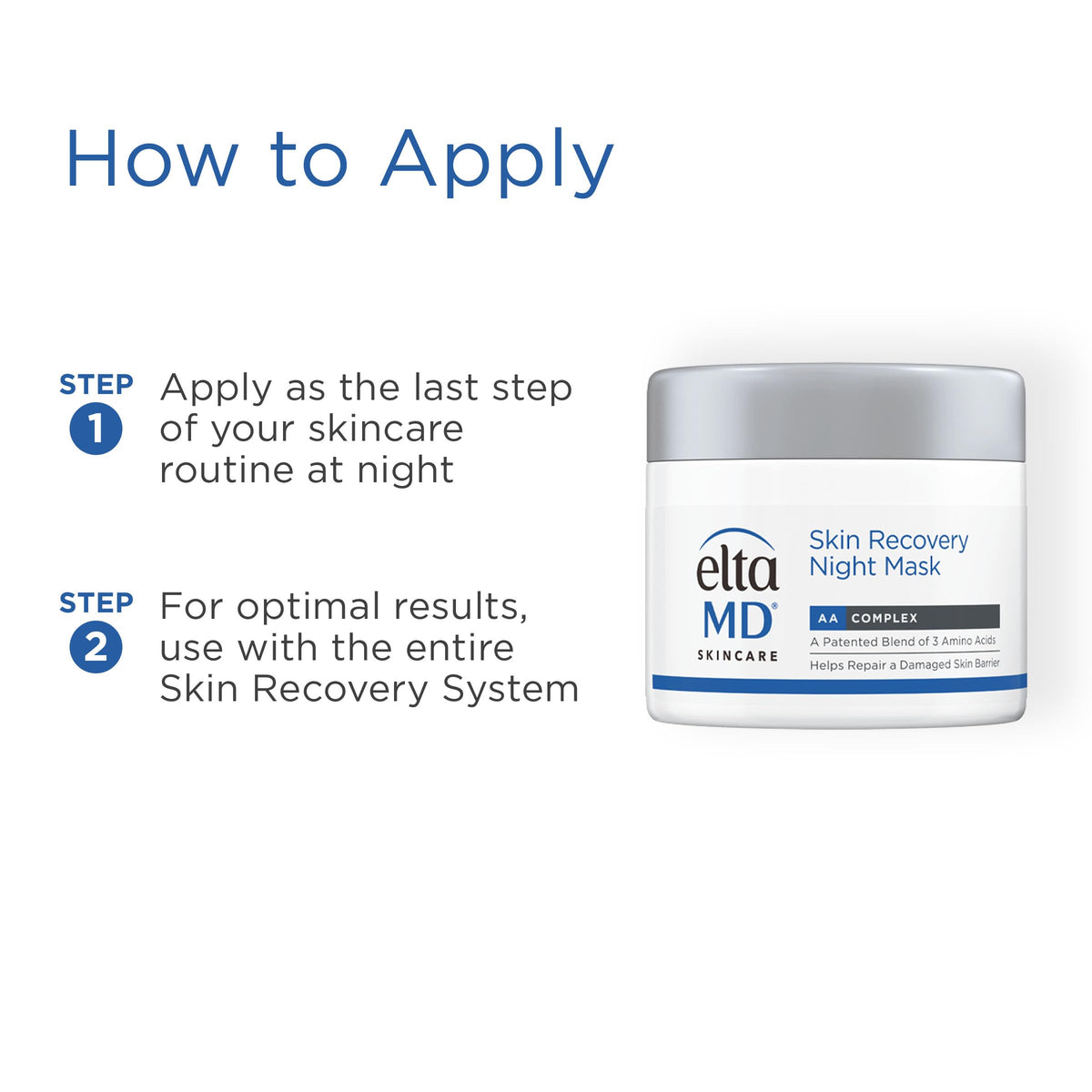 White Smoke EltaMD Skin Recovery Overnight Face Mask, Moisturizing Night Cream, 1.7 oz
