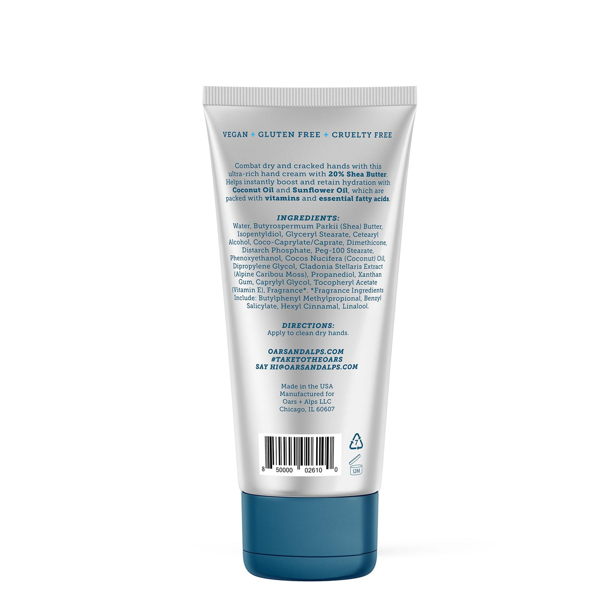 White Smoke Oars + Alps Dry Hand Repair Cream, Mens Hand Lotion, Shea Butter, 2 Fl Oz