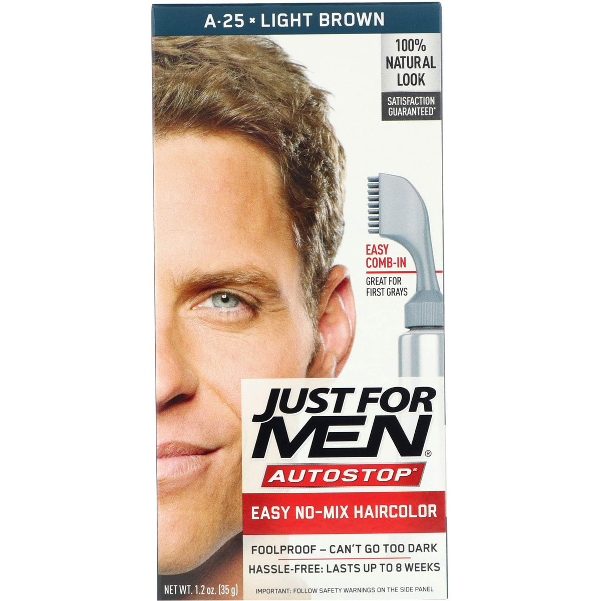 White Smoke JUST FOR MEN Men AutoStop Foolproof Haircolor, Light Brown A-25 1 Kit (Pack of 5)