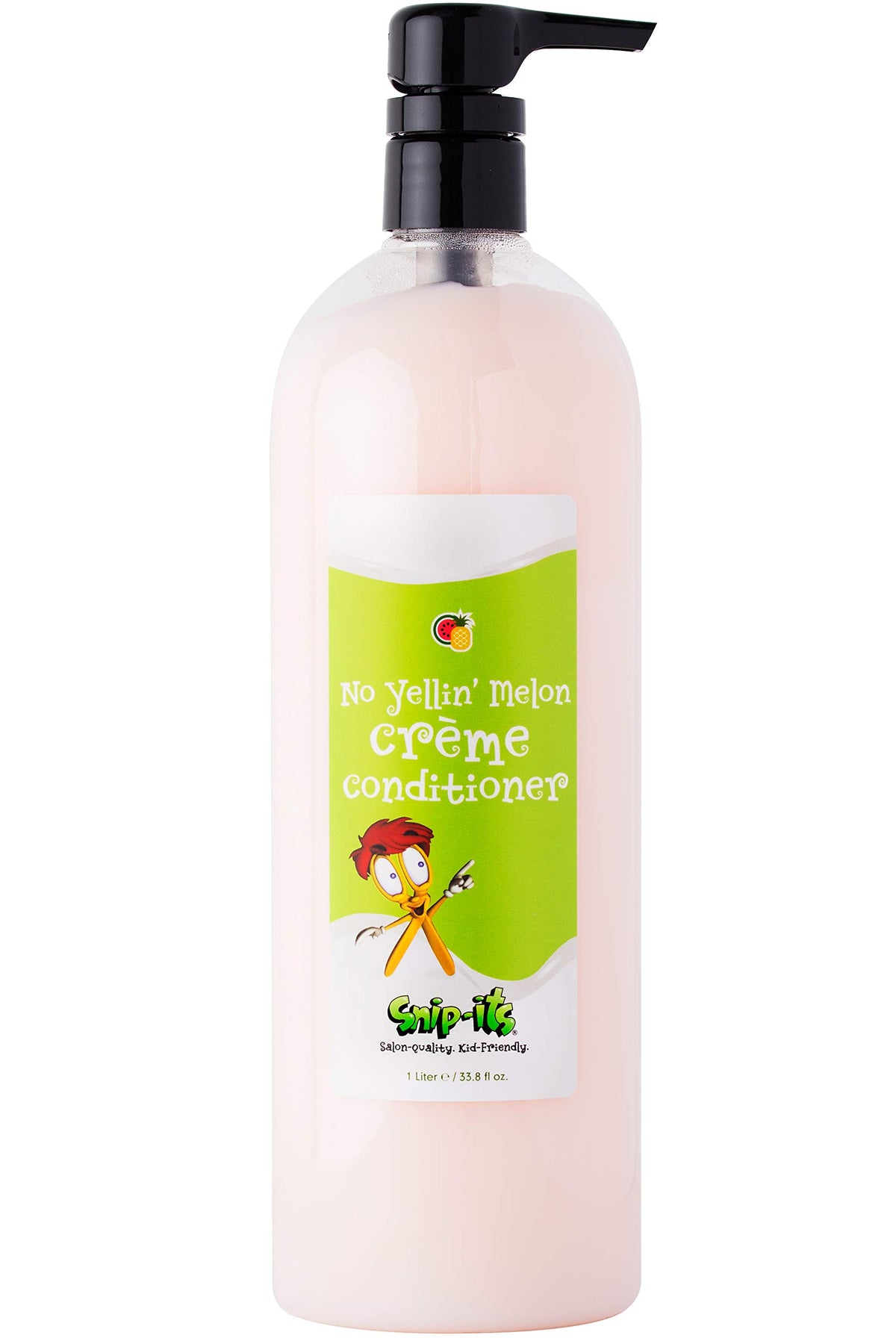 White Smoke Snip-its No Yellin’ Melon Natural Kids Conditioner 1 Liter Pump-Top| Nourish and Restore Swimmers Hair - Kids Detangler for Smooth Hair - Natural Conditioner Made in USA | Salon Quality Kid Friendly
