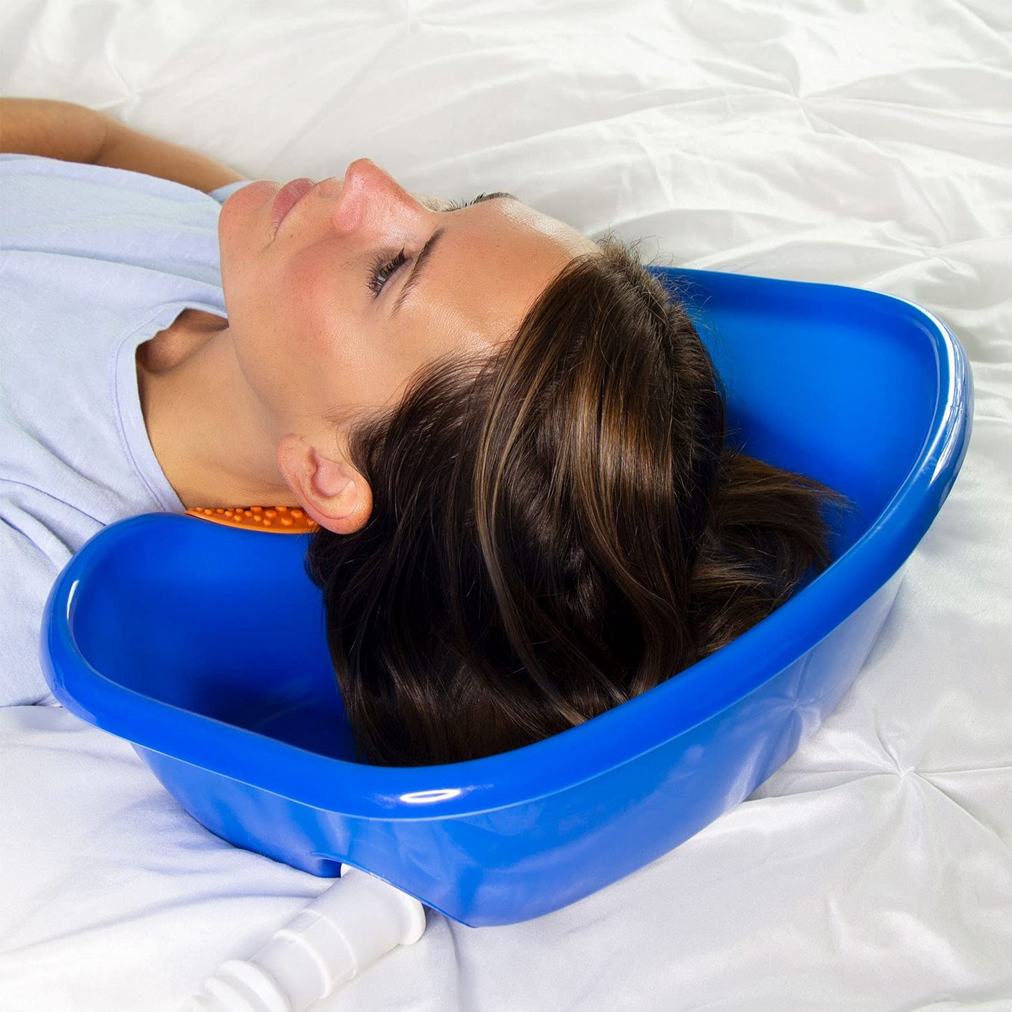 Light Gray DMI Portable Shampoo Bowl for Bedside and Hair Washing, Hair Cuts and Coloring for the Elderly, Disabled, Bedridden and Handicapped, Blue