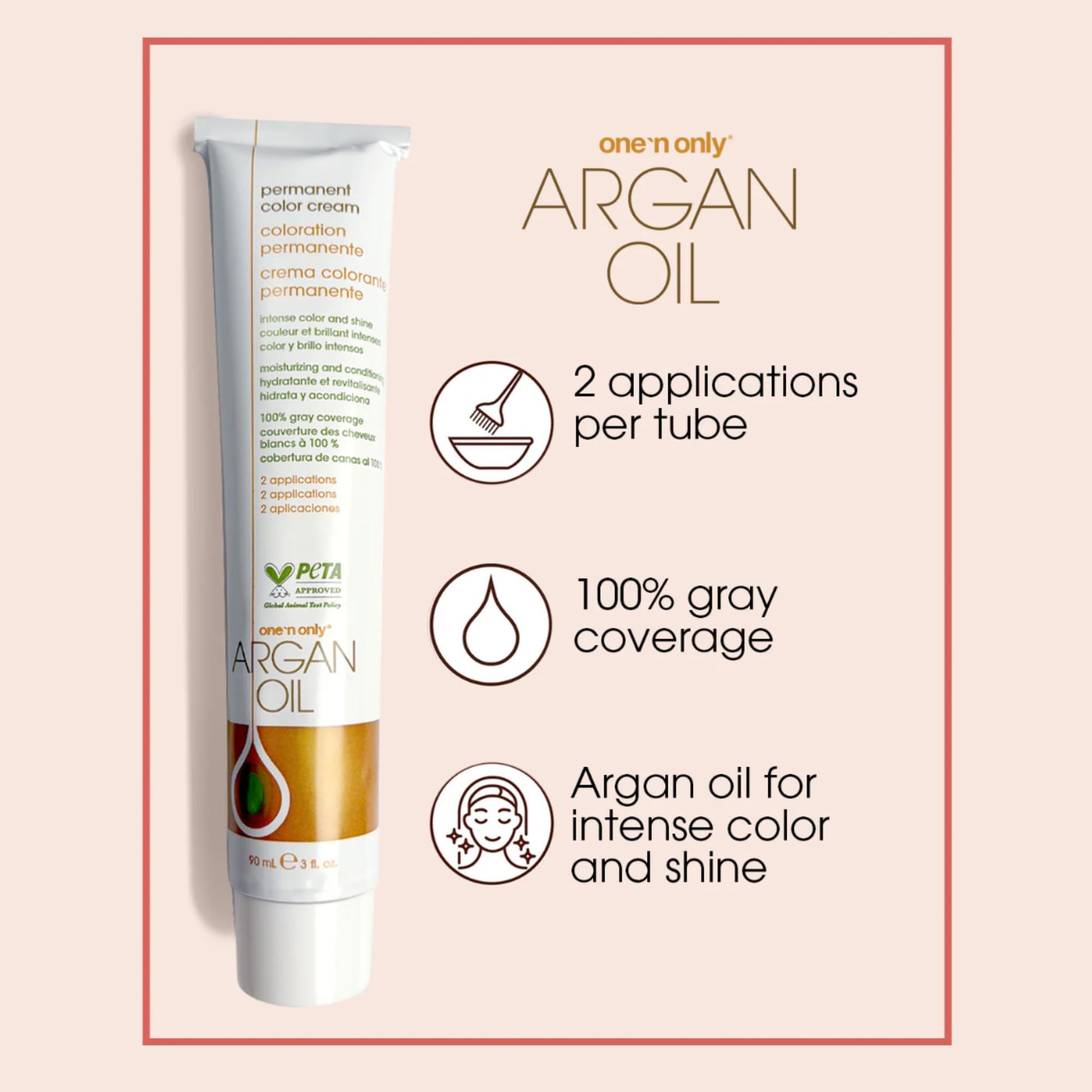 Antique White One N' Only Demi Permanent Hair Color - Permanent Hair Dye Made with Argan Oil - Delivers Rich, Accurate Tones with Gray Coverage - Improves Moisture & Elasticity - 3N Dark Natural Brown (3 oz)