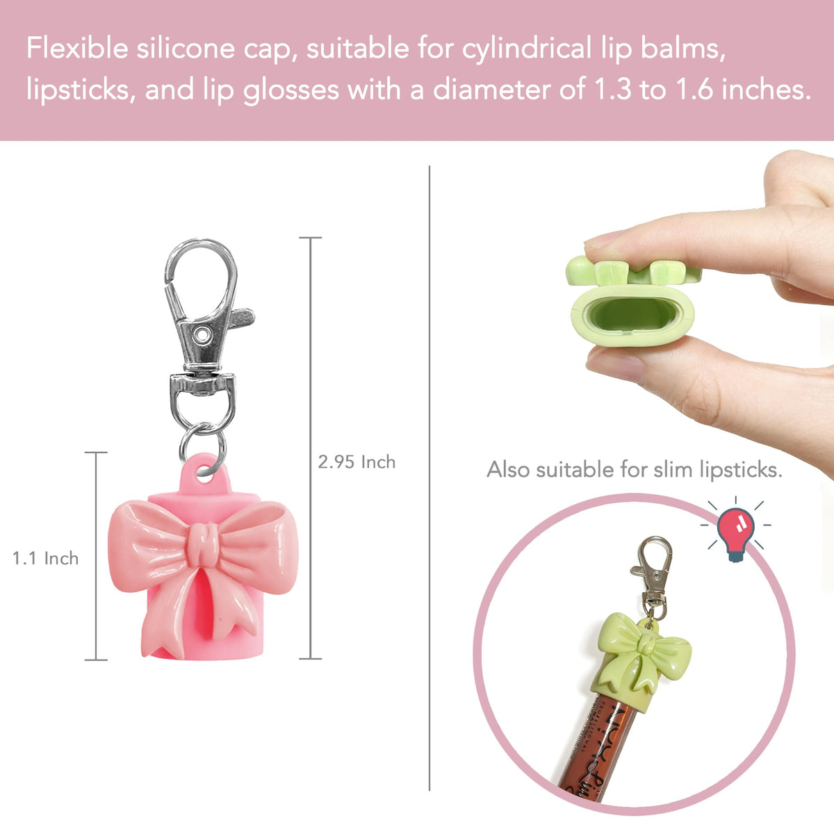 White Smoke Lip Balm Holder Cap Keychains for Lipstick, Lip Gloss - Compatible with Summer Fridays & LANEIGE（No Lip Balm）