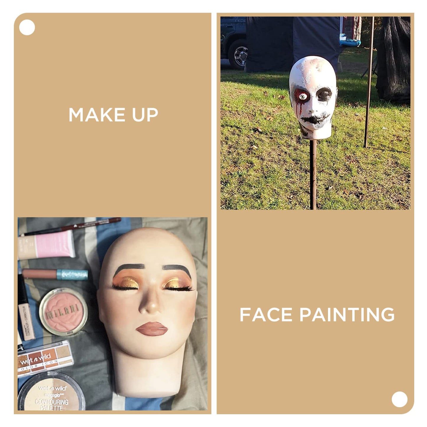 Tan LASHVIEW Lash Mannequin Head, Practice Training Head for Make Up and Lash Extention,Cosmetology Face Head,Soft-Touch Rubber,Easy to Clean by Skincare Essential Oil.