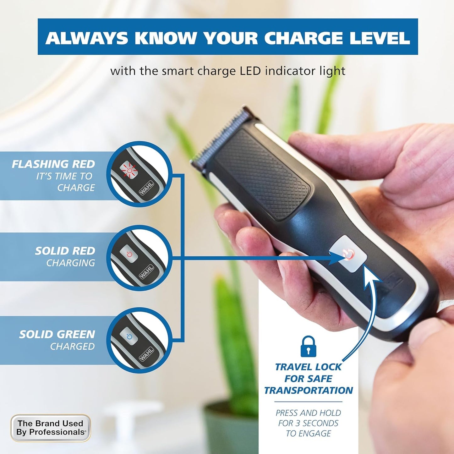 White Smoke Wahl Clipper Self-Haircut Pro Lithium Ion Cordless Hair Clippers, Easy to Use Self Haircutting Kit Designed for DIY Haircuts – Model 3026122