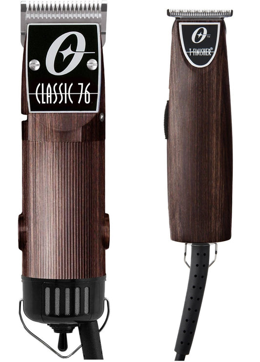 White Smoke Ostr Classic 76 Hair Clipper + T-Finisher Trimmer Limited Edition Woodgrain Pro Barber Wood Color