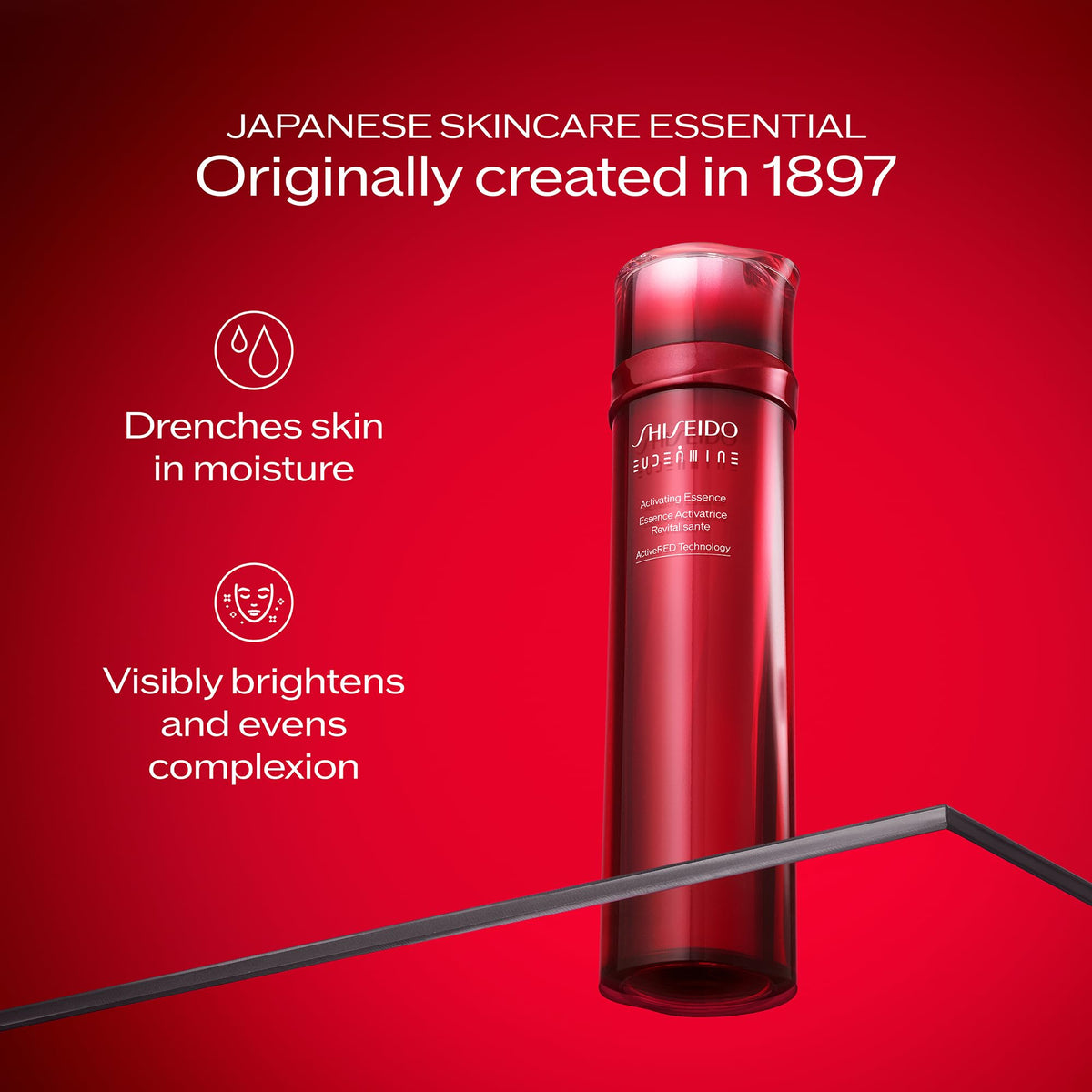 Firebrick Shiseido Eudermine Activating Essence - 145 mL - Provides Deep Hydration & Targets Dark Spots - 24-Hour Hydration - Non-Comedogenic - All Skin Types