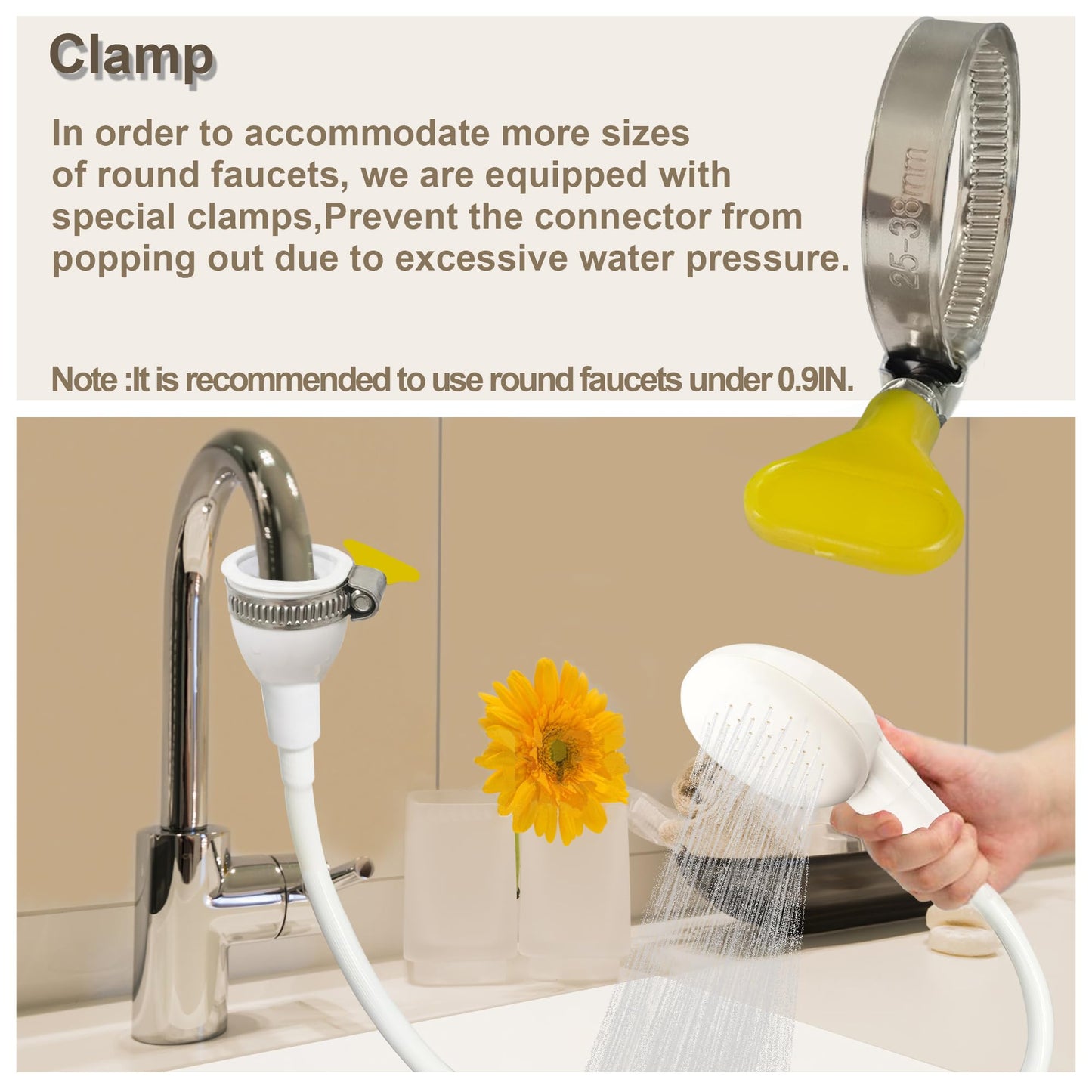 Tan U-BCOO Sink Spray Rubber Hose Portable Shampoo Sprayer (1M hose)
