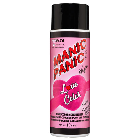 Black MANIC PANIC Cool Bright Neon Pink Color Depositing Conditioner - Love Color Hair Conditioner Keeps Hair Vibrant, Nourished & Refreshed - Formulated with Shea Butter & Quinoa - Pink Passion (8oz)