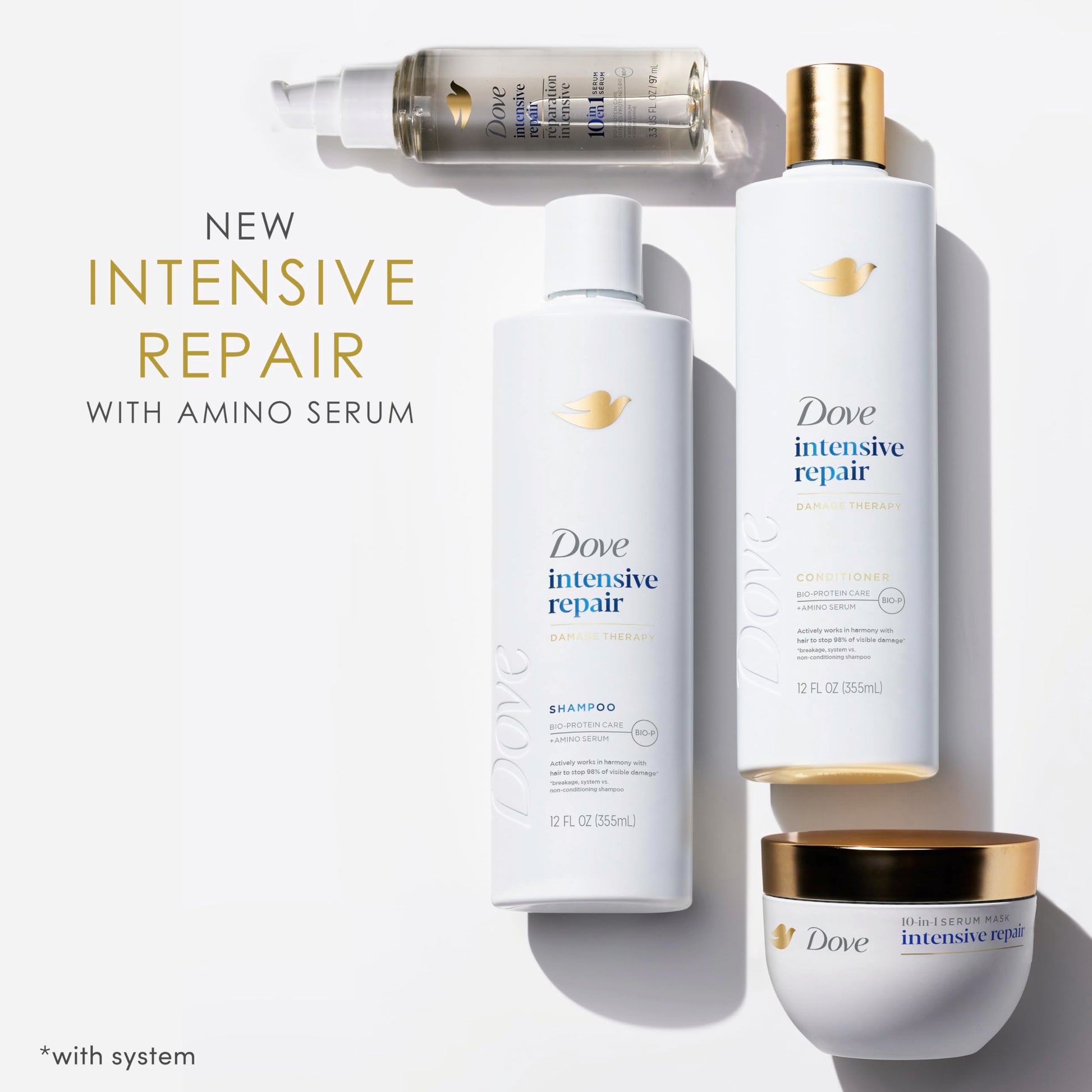 White Smoke Dove Intensive Repair Amino Serum for Damaged Hair with Bio-Protein Care Technology 3.3 oz