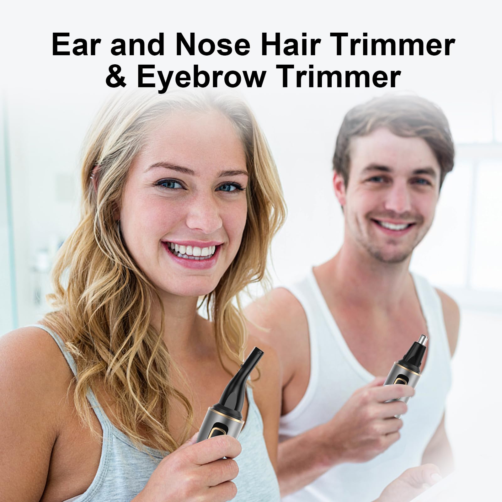 White Smoke XOOMRSCP Nose Hair Trimmers for Men，Rechargeable Hair Trimmer 2 in 1 Painless Multifunctional Ear and Nose Hair Trimmer with IPX7 Waterproof Dual Edge Blades (Grey)