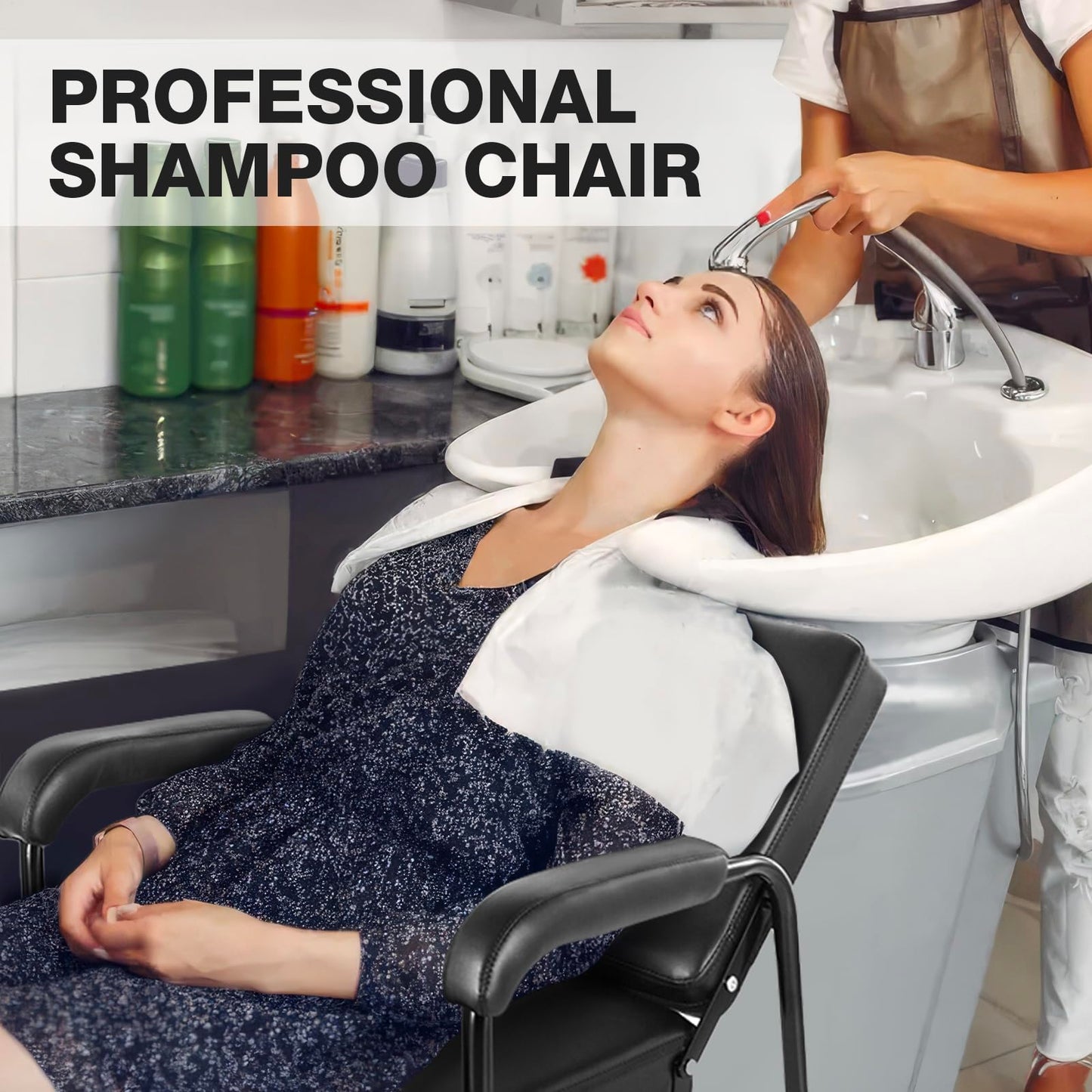 Lavender WINEDYOUNG Shampoo Chairs Reclining Shampoo Chairs for Salon Barber Chair Hair Stylist Chair Auto Recline Salon Chair Spa Beauty Equipment for Hair Stylists, Tattoo Artists, Cosmetologists