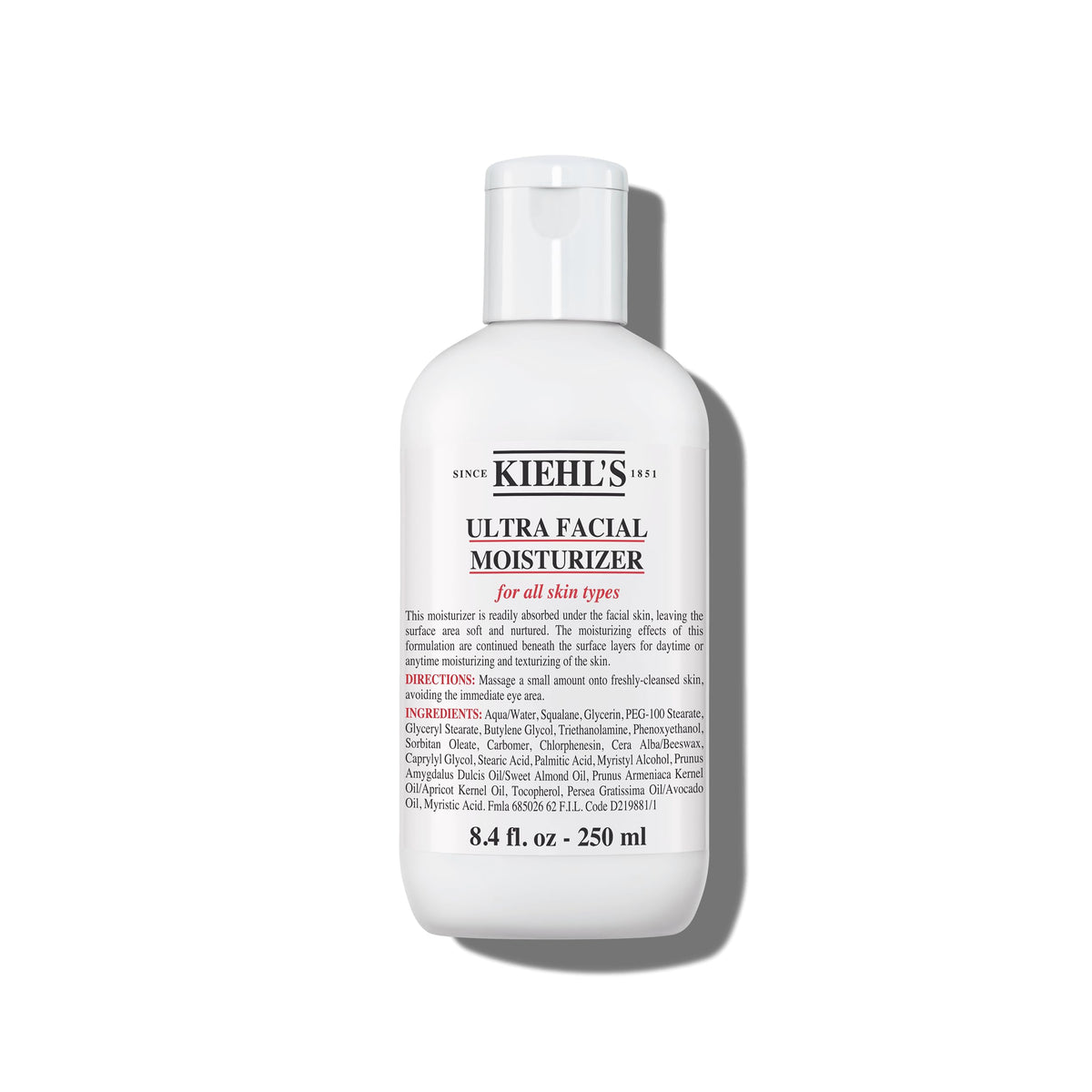White Smoke Kiehl's - Ultra Facial Moisturizer, 24-HR Hydrating Face Cream - 8.4 fl oz