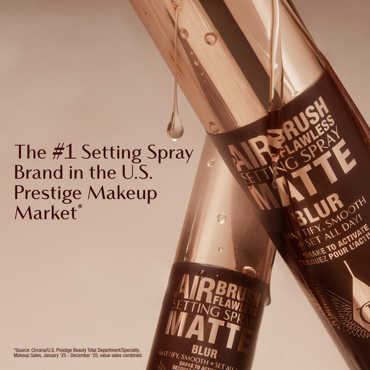 Tan Charlotte Tilbury Airbrush Flawless Matte Setting Spray – Ulta-Fine Mist to Prime & Set Makeup Up to 16Hr – Oil and Shine Control with Blurring Matte Finish, Humidity & Waterproof