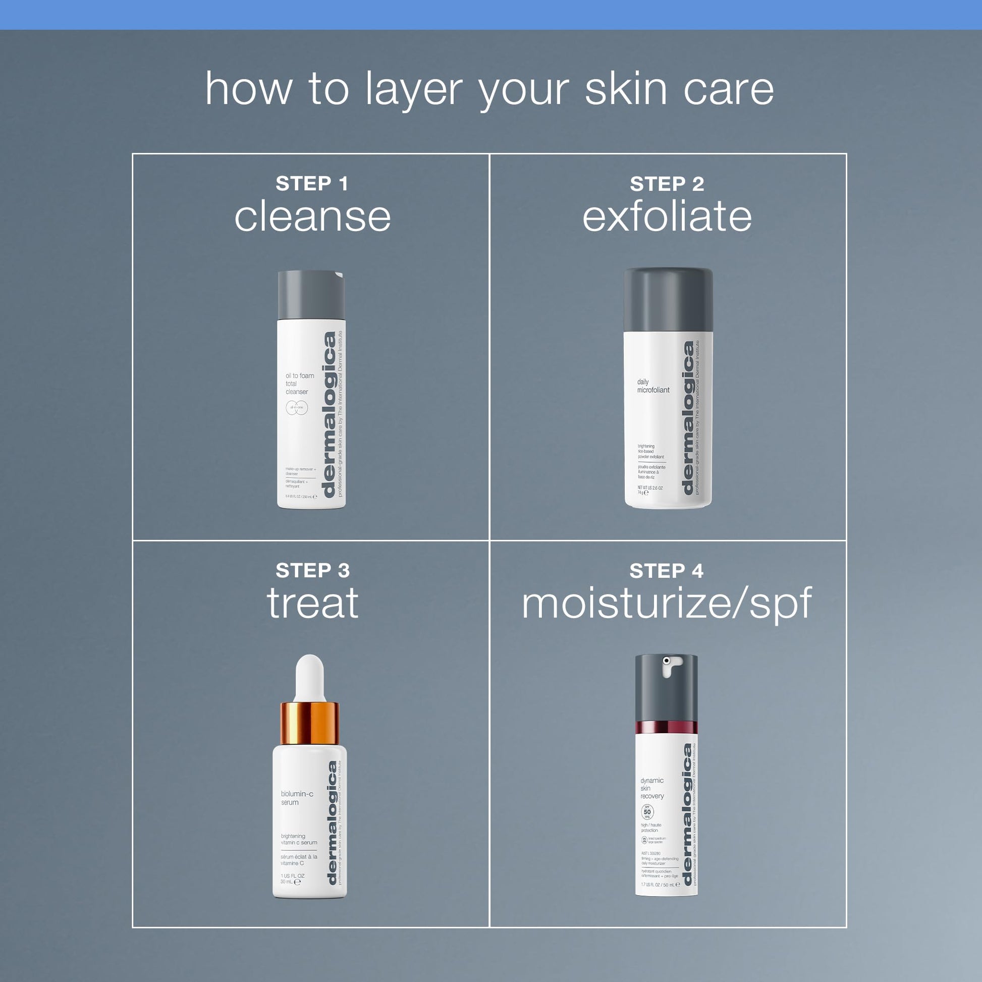 Slate Gray Dermalogica Oil To Foam Total Cleanser for face - Removes make-up, sunscreen, and debris while cleansing skin in one step for ultra-clean, healthy-looking skin, 8.4 fl oz