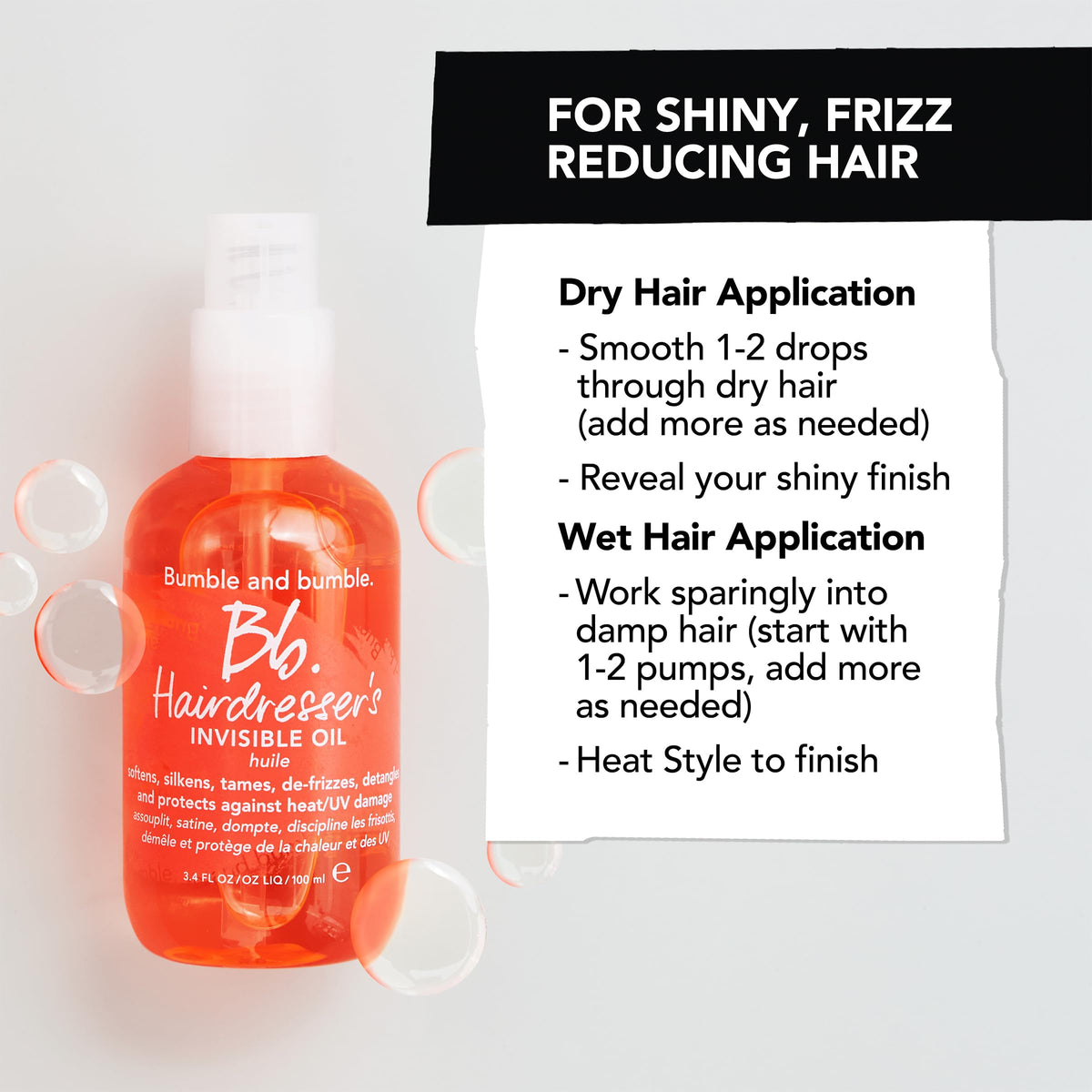 Lavender Bumble and bumble. Hairdresser's Invisible Oil Frizz-Reducing Hair Oil | Heat Protection, Anti Frizz + Shine | Curly, Wavy, Straight | With Grapeseed, Coconut + Argan Oils, Travel Size, 0.85 Fl Oz