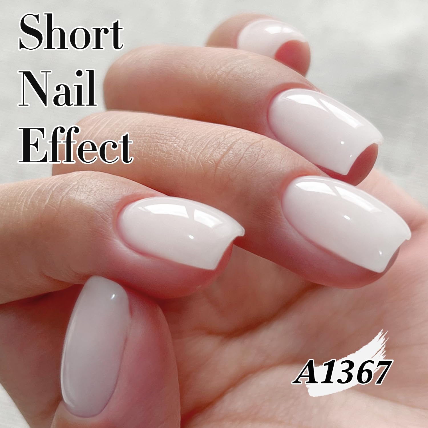 Light Gray Double Rhythm 15ML Gel Nail Polish Pure Sheer Same Color Same Bottle Soak Off Gel Polish Art Manicure Salon DIY at Home for Women (Milky White-A1075)