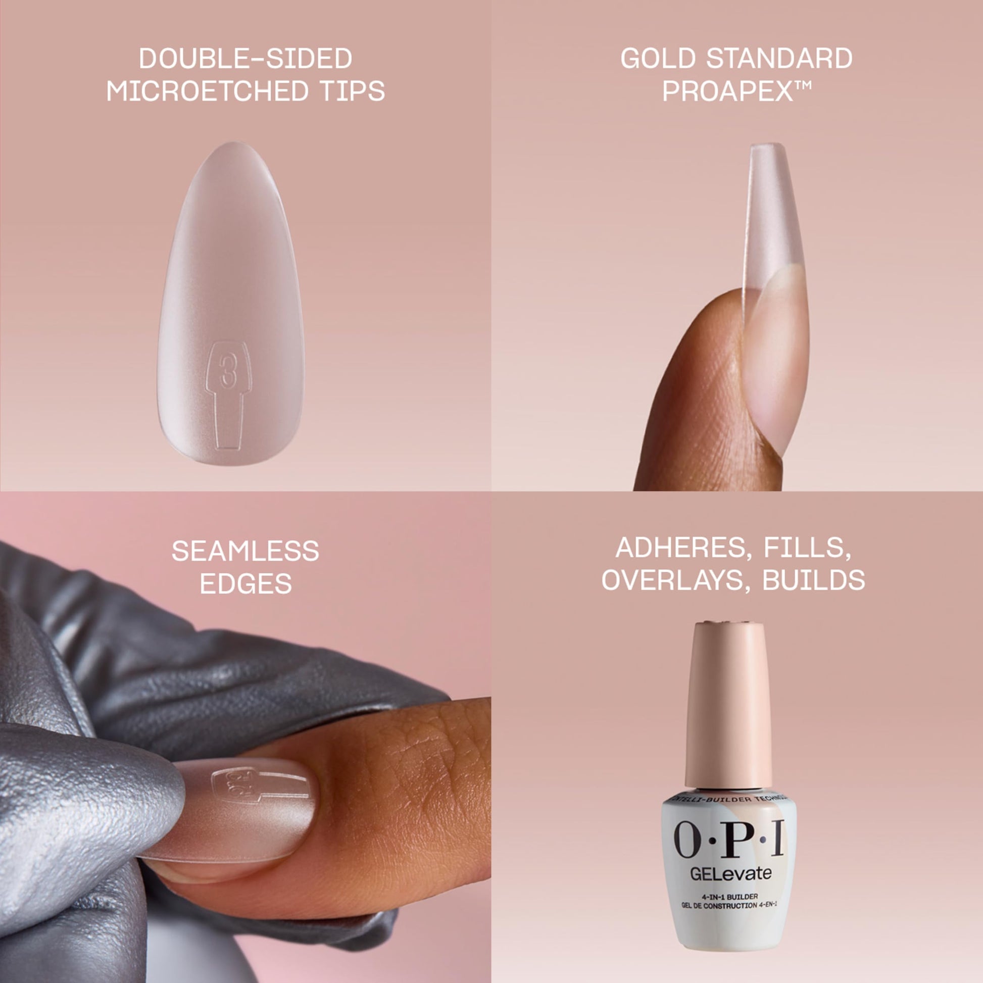 Dark Gray OPI GELevate Soft Gel, Nail Tips | Almond Shape Extensions | Flexible & Natural Fit | 1 Box with 16 Sizes