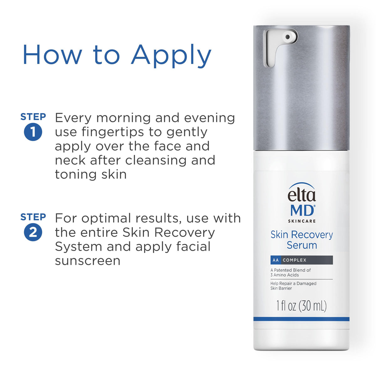 White Smoke EltaMD Skin Recovery Face Serum, Anti-Redness Facial Serum, 1 oz