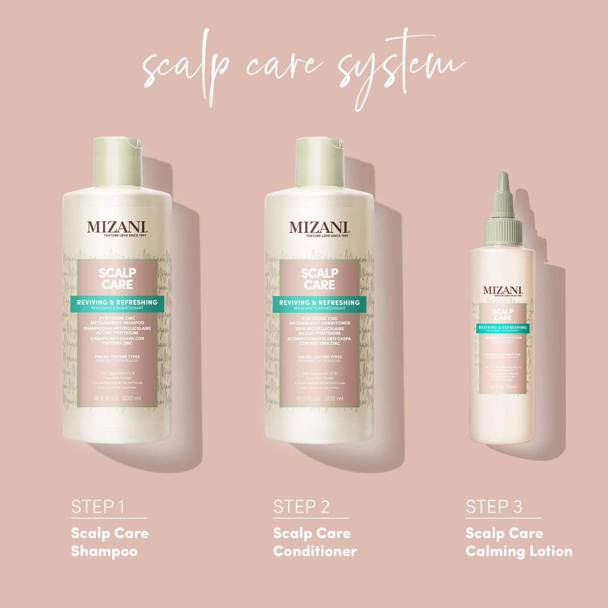 Gray MIZANI Scalp Care Dandruff Shampoo - Cleanses Hair & Scalp, For Curly Hair
