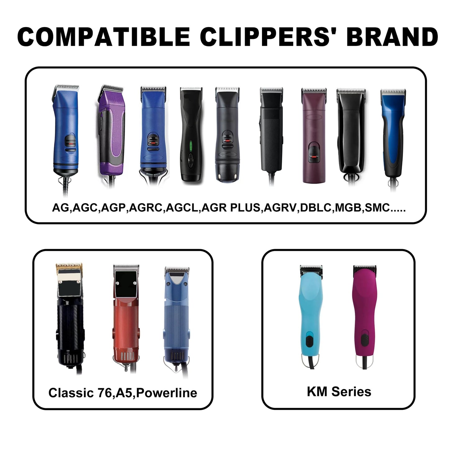 White Smoke FUHKQE Detachable Pet Clipper Blades Dog Grooming Clipper Replacement Ceramic Blades Set, Compatible with Andis, Wahl, Oster(Size 30#+10#+4FC+5FC+7FC,Cut Length0.5mm-9.5mm)