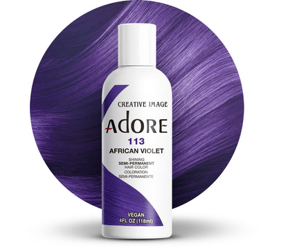 White Smoke Adore Semi Permanent Hair Color - Vegan and Cruelty-Free Hair Dye - 4 Fl Oz - 113 African Violet (Pack of 3)