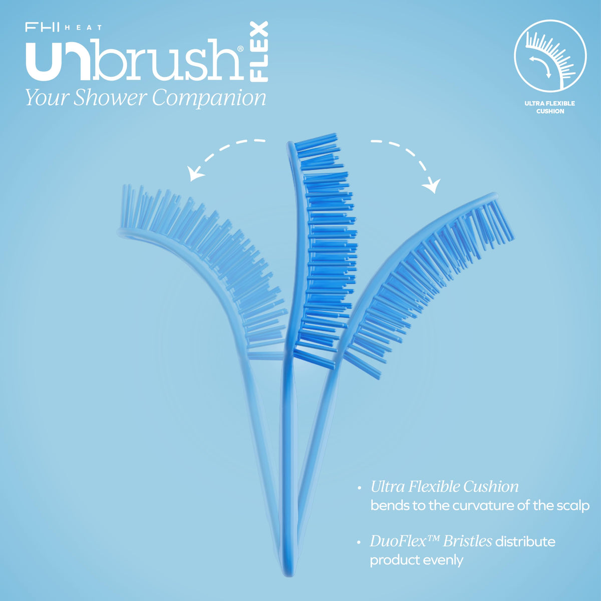 Sky Blue FHI Heat UNbrush Flex Detangling Brush - Ultra Flexible Hairbrush