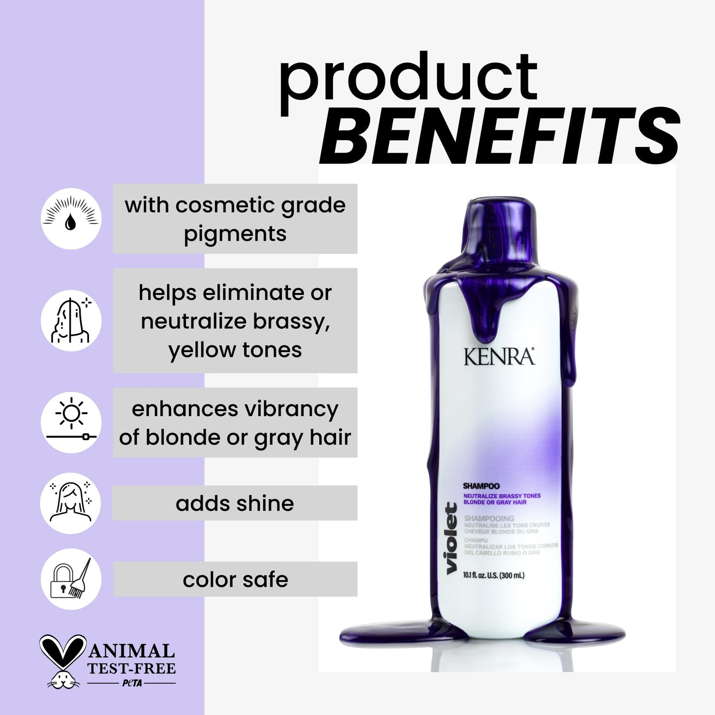 White Smoke Kenra Violet Shampoo | Eliminates Brassy Tones | Purple Pigment + Deposit | Neutralizes Yellow | Moisturizes Processed Hair | Enhances Vibrancy of Blonde or Gray Hair | Color Safe | 10.1 fl. oz.
