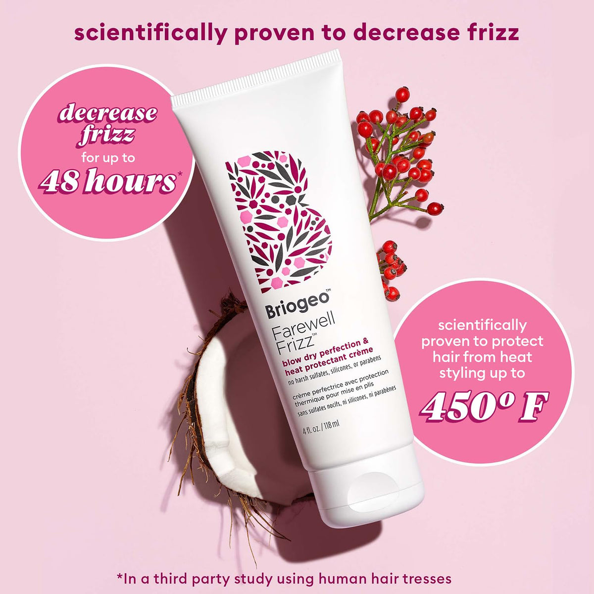 Misty Rose Briogeo Farewell Frizz Blow Dry Perfection & Heat Protectant Crème