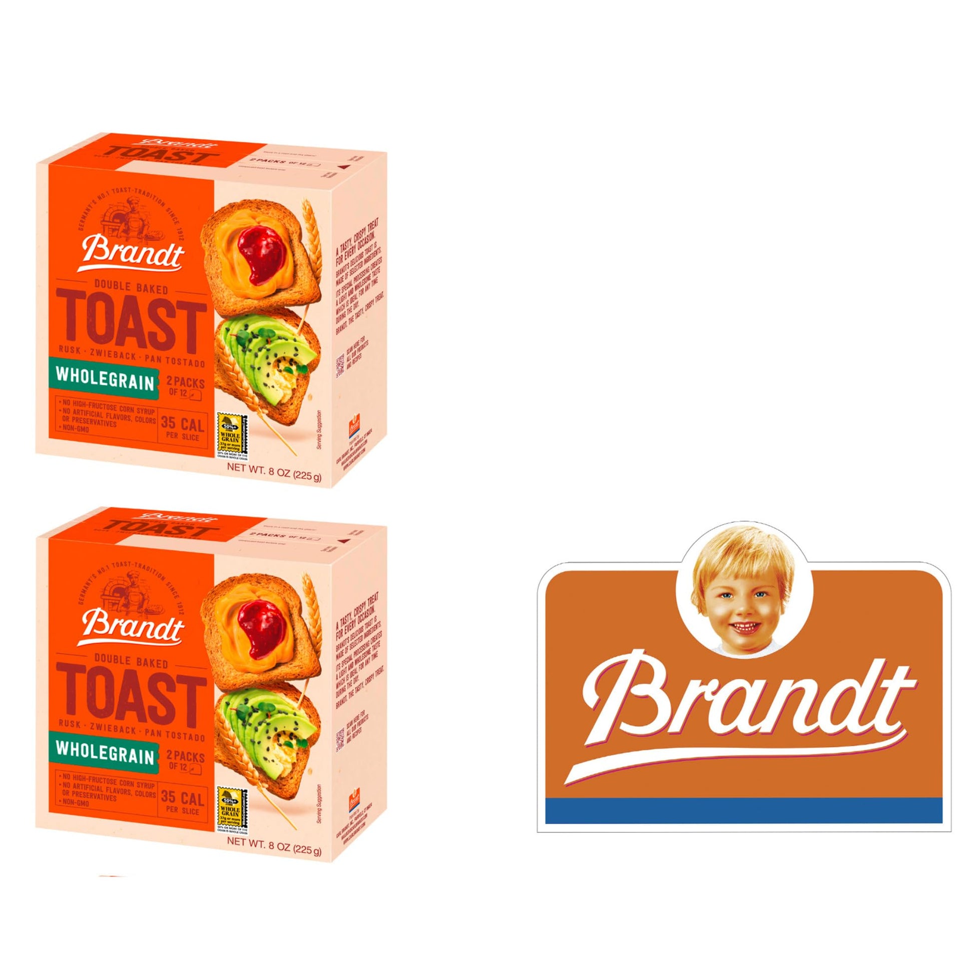 White Smoke Brandt Toast, Zwieback, Rusk, Double Baked, 8 Ounces (pack of 2, Whole Grain)