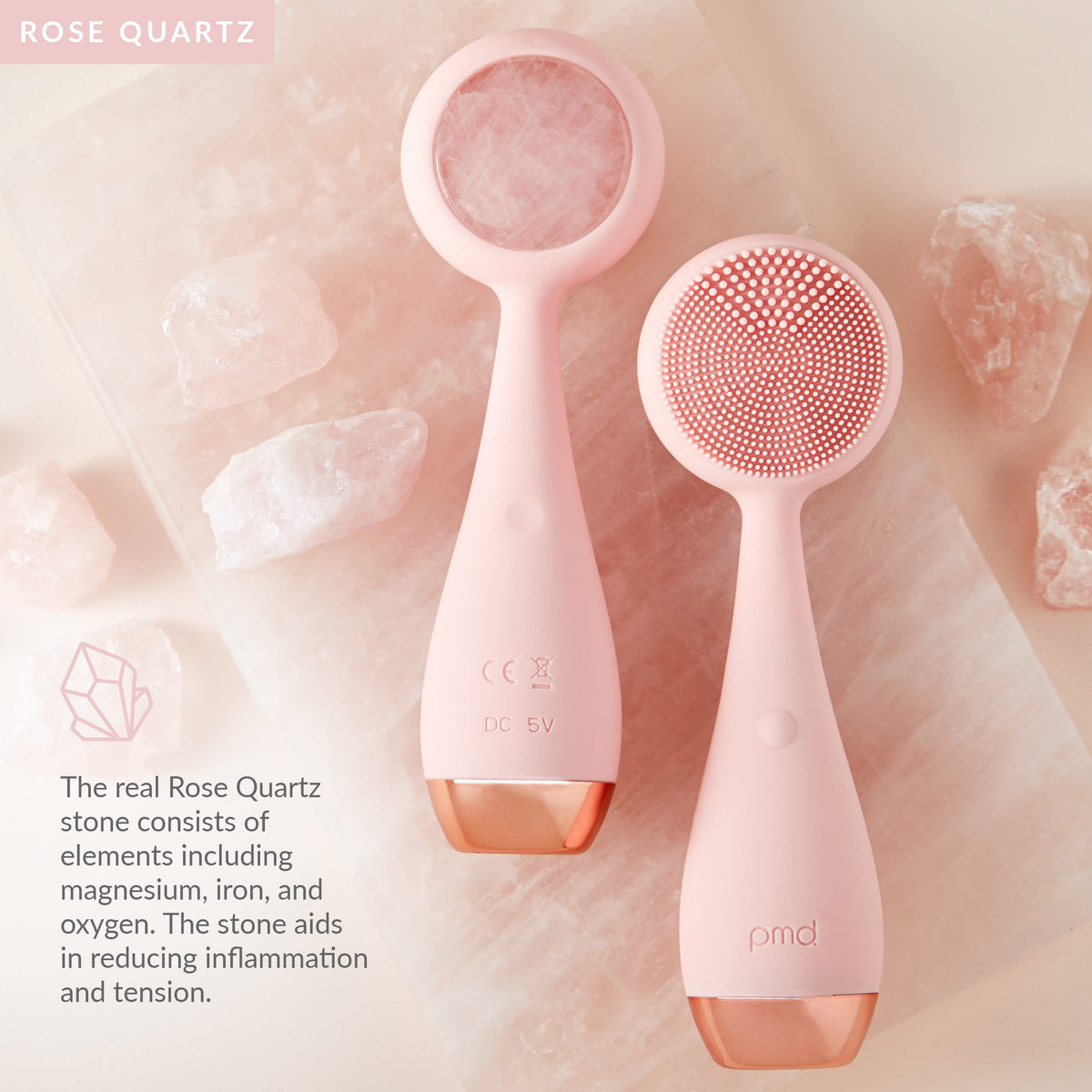 Tan PMD Beauty Clean Pro - Electric Facial Cleansing Brush, Smart Facial Device with Silicone Brush & Heated Anti-Aging Aluminum, Gemstone, Precious Metal Massager, Blush with Remove Balm