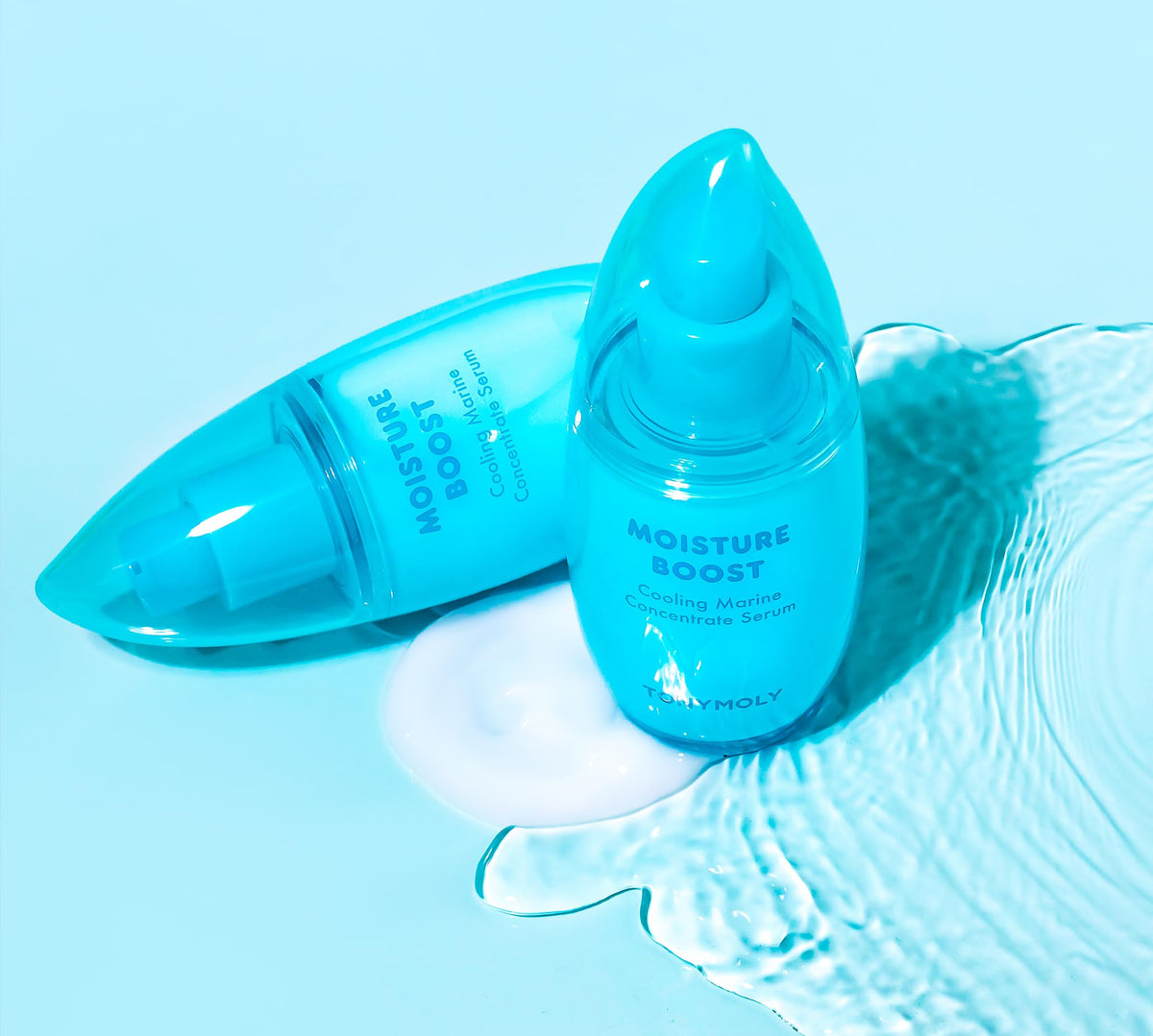 Pale Turquoise TONYMOLY Moisture Boost Marine Serum - Hydrating, Brightening w Niacinamide